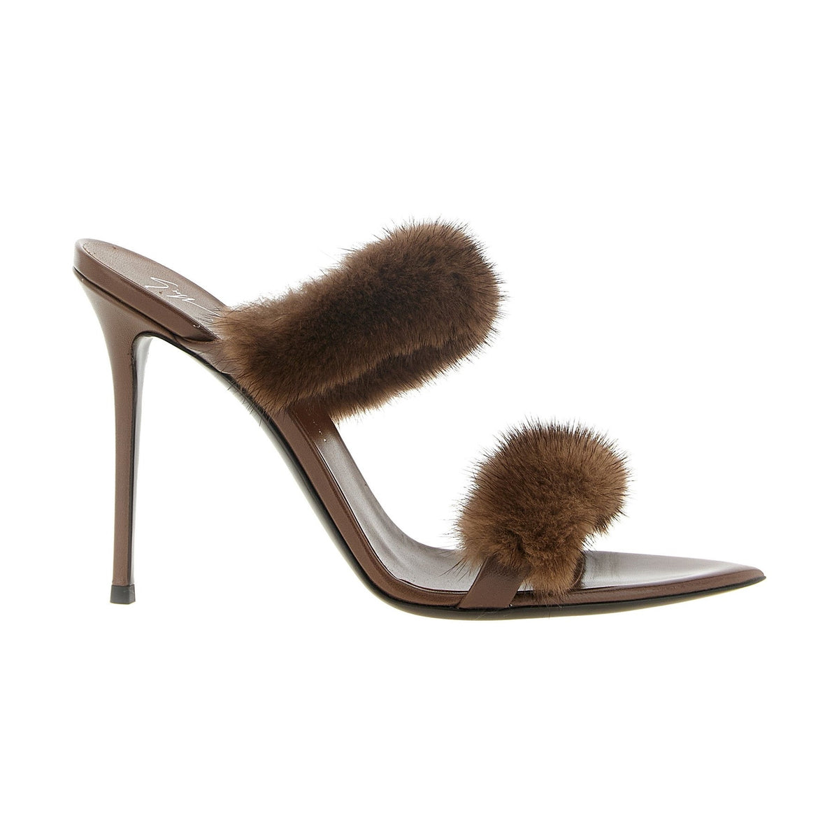 Brown Cowhide Stiletto Heel Sandals