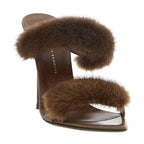 Brown Cowhide Stiletto Heel Sandals