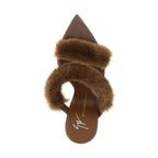 Brown Cowhide Stiletto Heel Sandals
