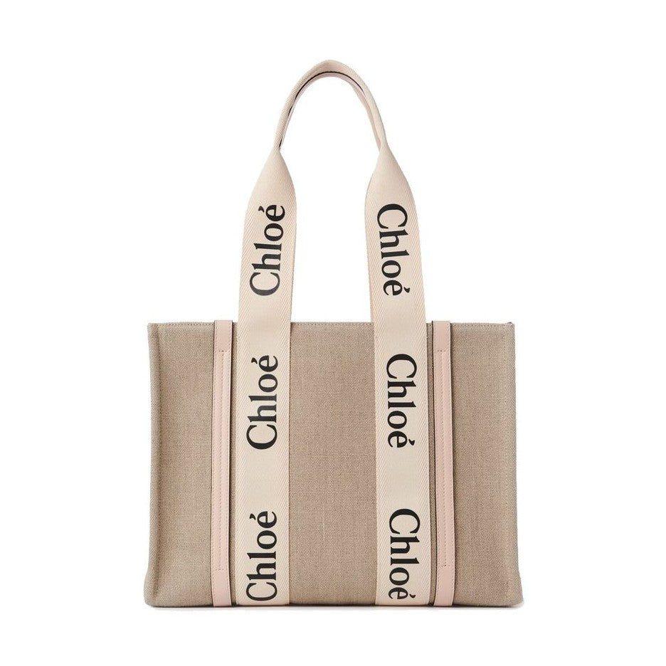 Beige Linen Tote Bag