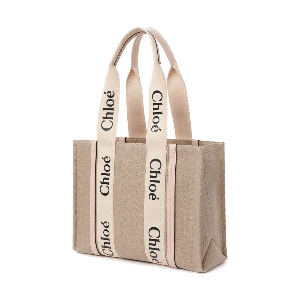 Beige Linen Tote Bag