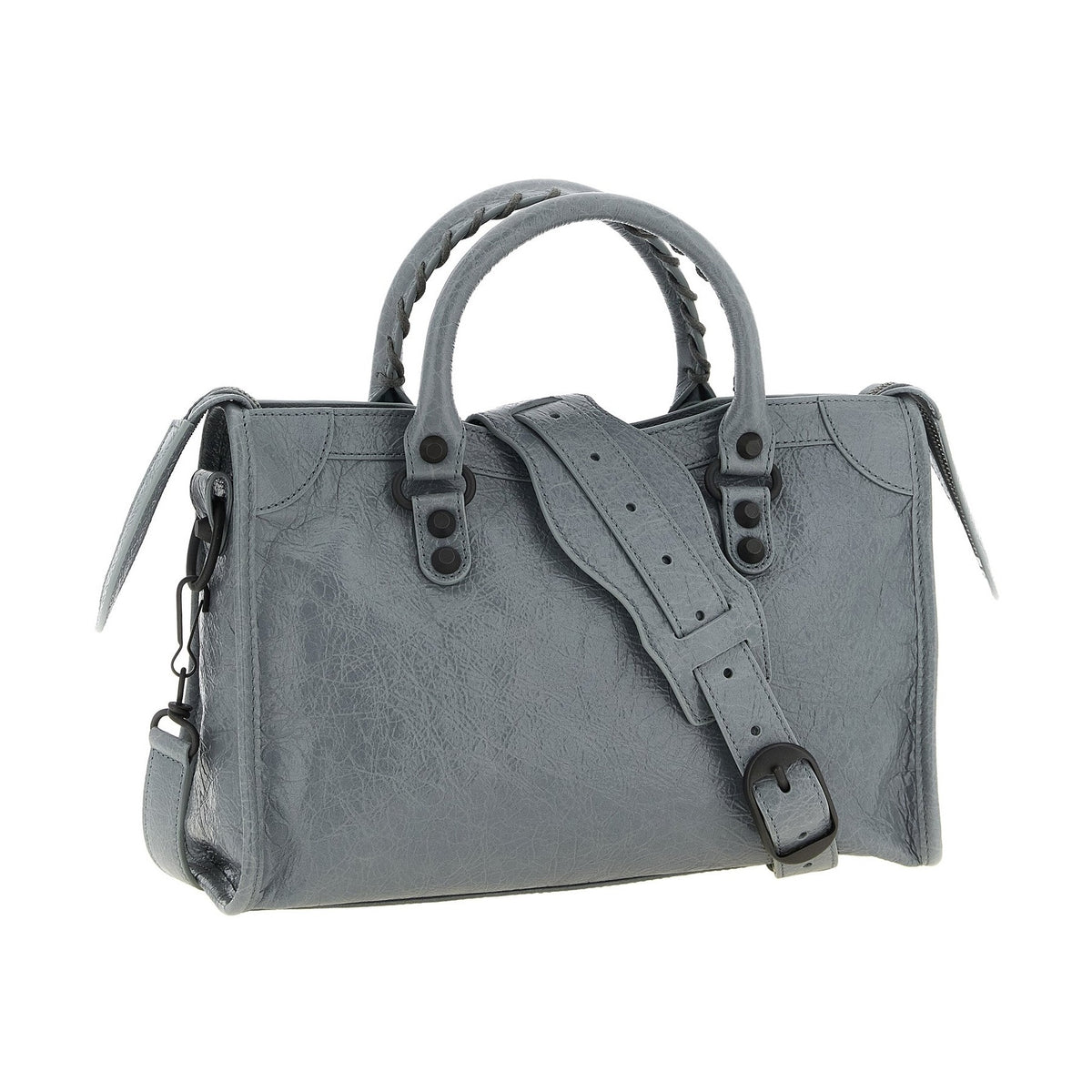 Gray Lamb Leather Handbag