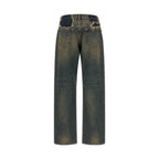 Blue Cotton Straight-Leg Jeans