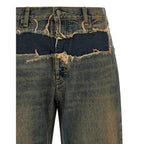 Blue Cotton Straight-Leg Jeans