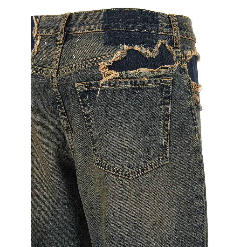 Blue Cotton Straight-Leg Jeans