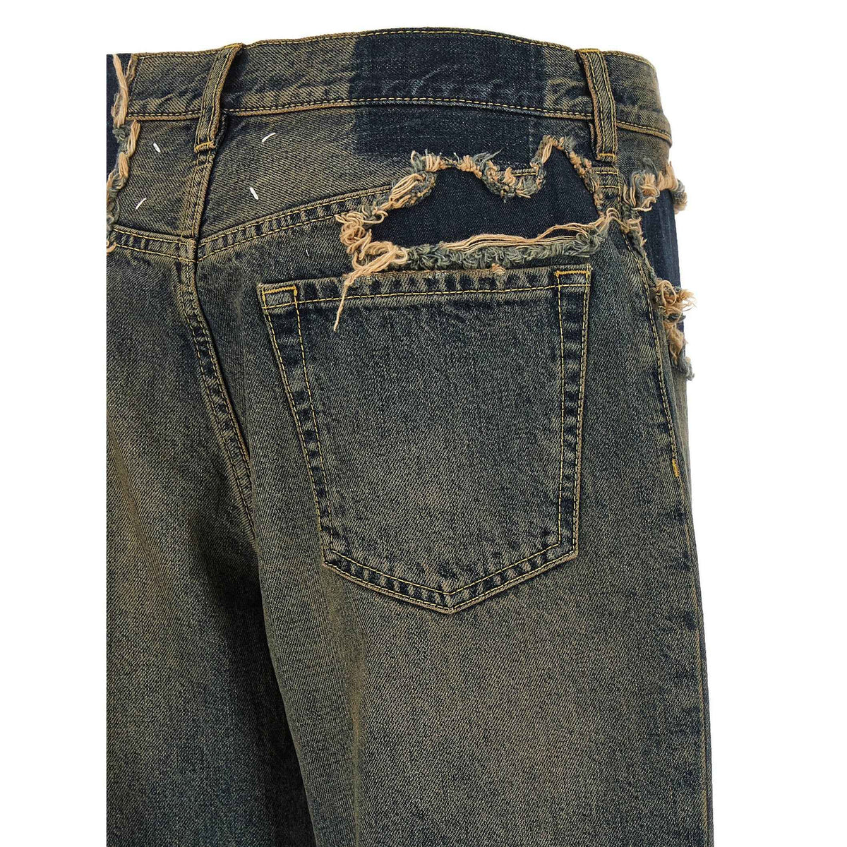 Blue Cotton Straight-Leg Jeans
