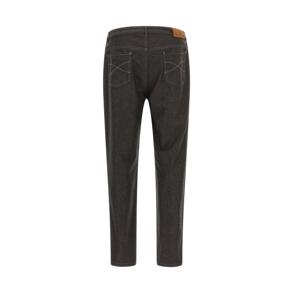 Gray Virgin Wool Casual Pants