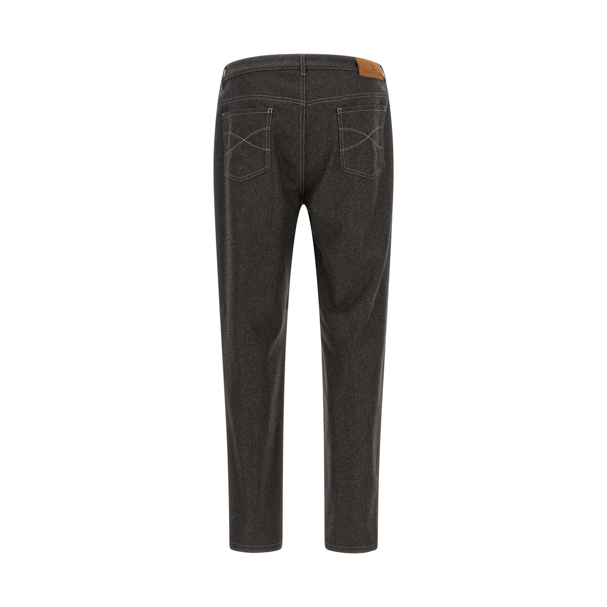 Gray Virgin Wool Casual Pants