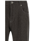 Gray Virgin Wool Casual Pants