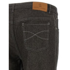 Gray Virgin Wool Casual Pants