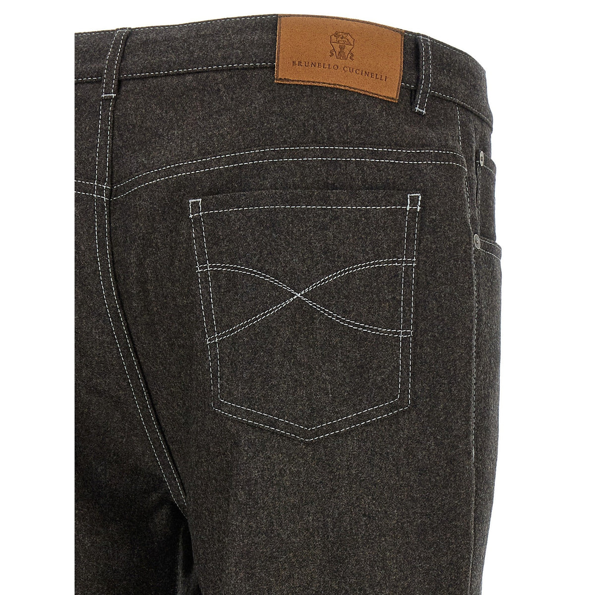 Gray Virgin Wool Casual Pants