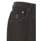 Gray Virgin Wool Casual Pants
