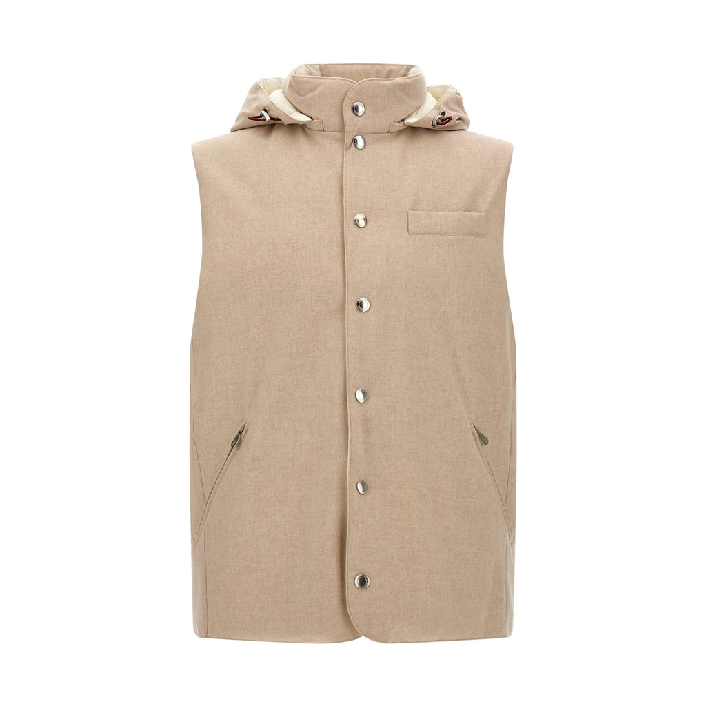 Beige Wool Sleeveless Jacket