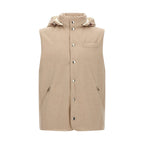Beige Wool Sleeveless Jacket