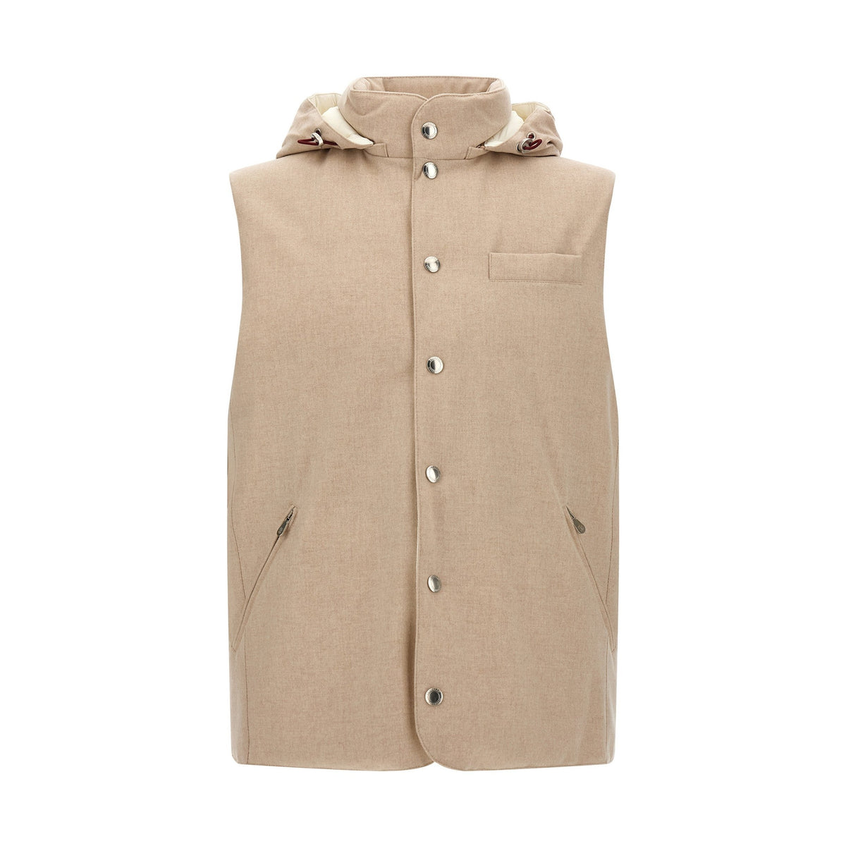 Beige Wool Sleeveless Jacket
