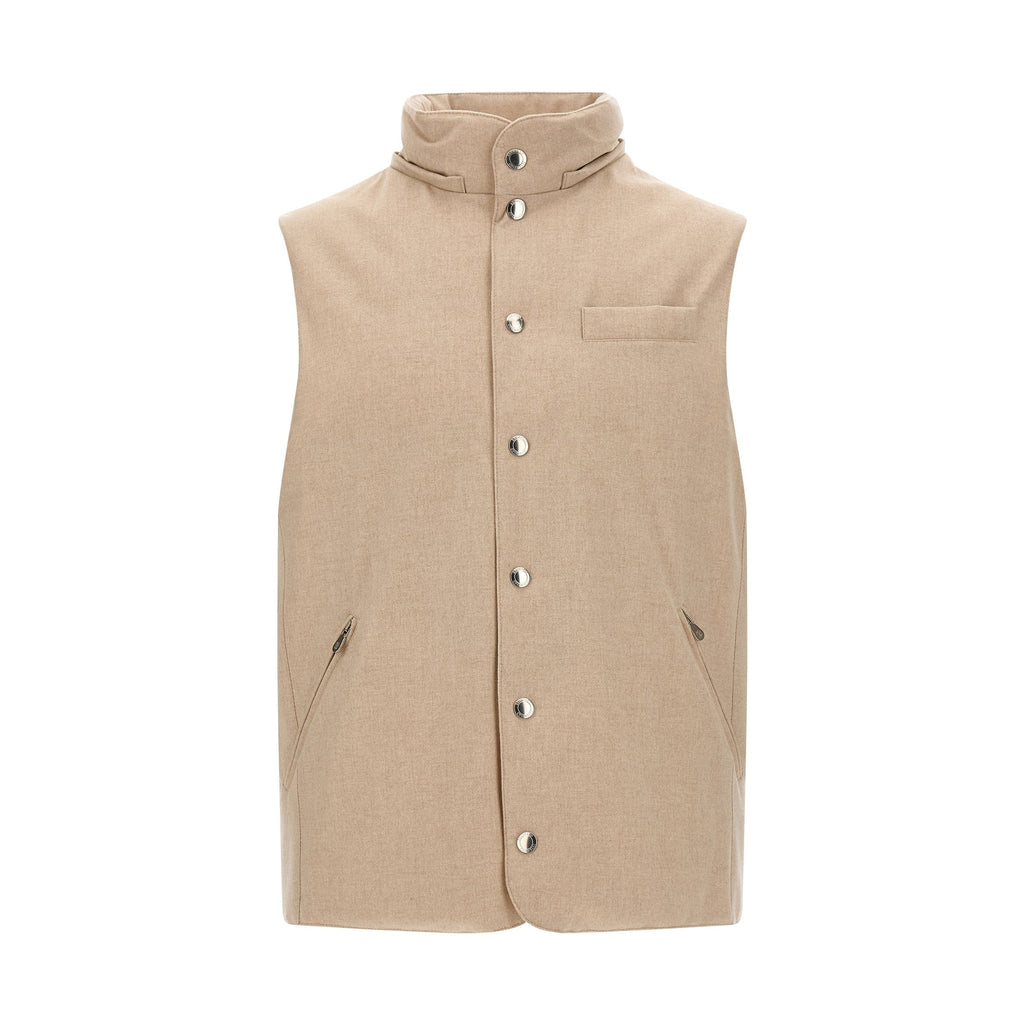 Beige Wool Sleeveless Jacket