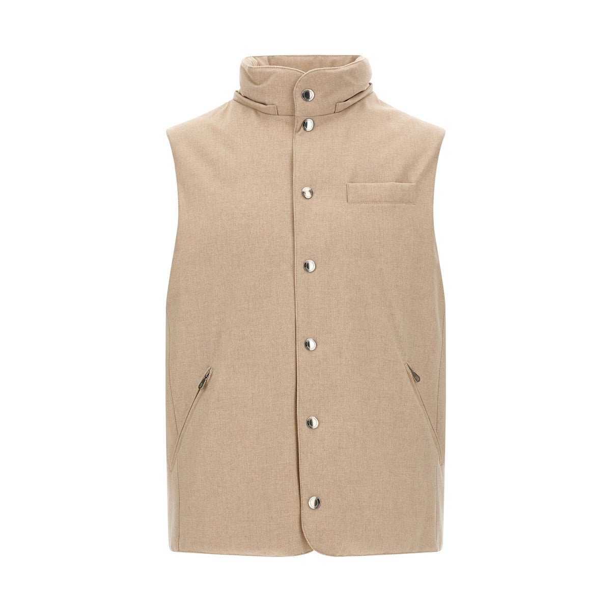 Beige Wool Sleeveless Jacket