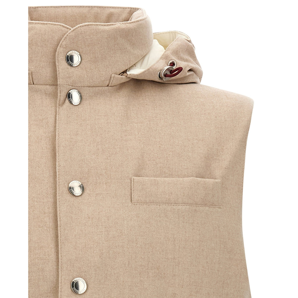 Beige Wool Sleeveless Jacket