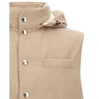 Beige Wool Sleeveless Jacket