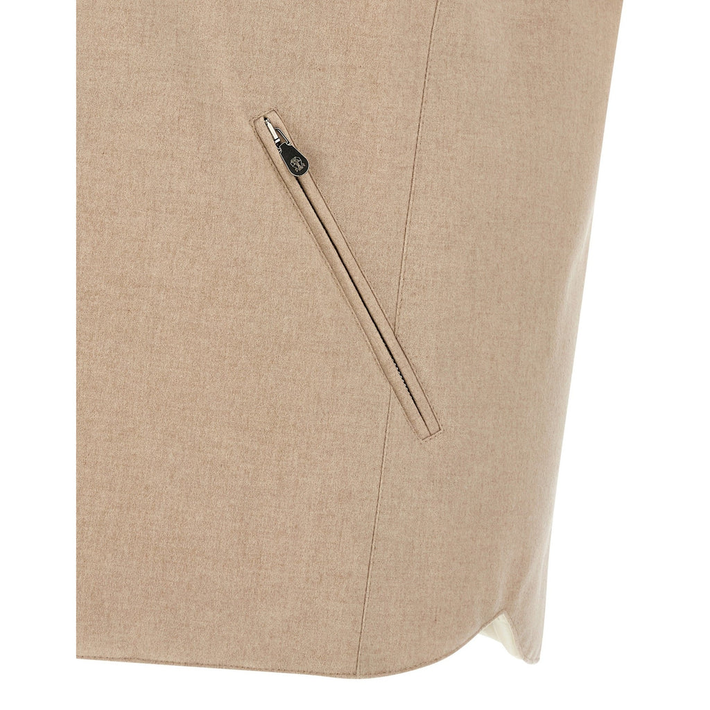 Beige Wool Sleeveless Jacket