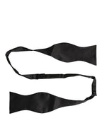Men Black 100% Silk Adjustable Neck Papillon Bow Tie