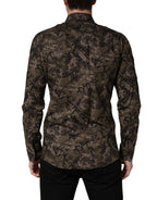 Brown Camouflage Long Sleeve Men Dress Shirt