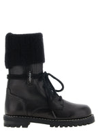 Black Calfskin Lace-Up Boots