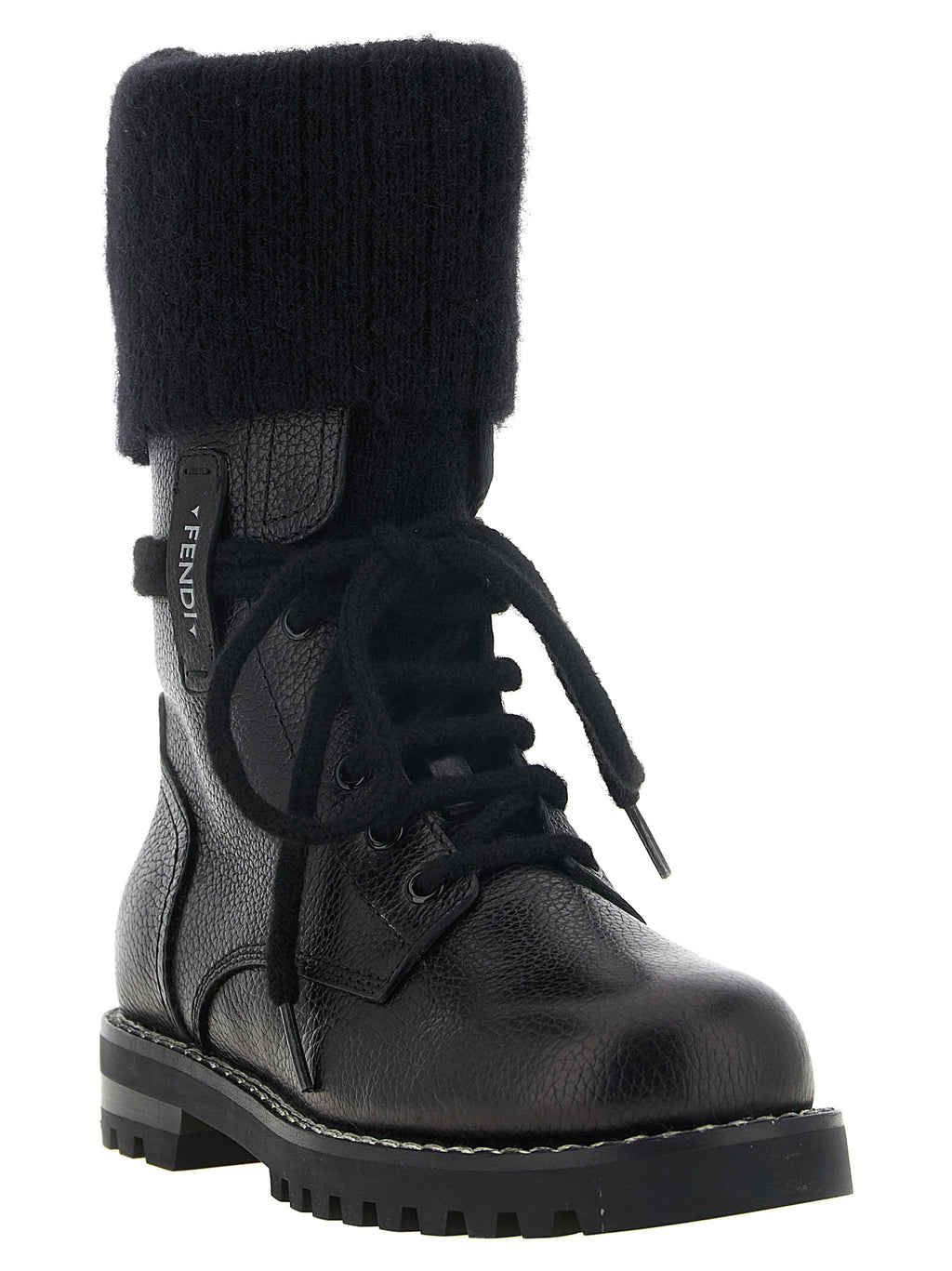 Black Calfskin Lace-Up Boots