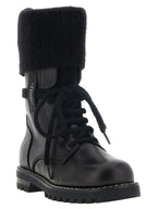 Black Calfskin Lace-Up Boots