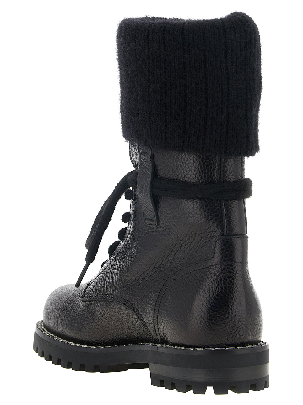Black Calfskin Lace-Up Boots