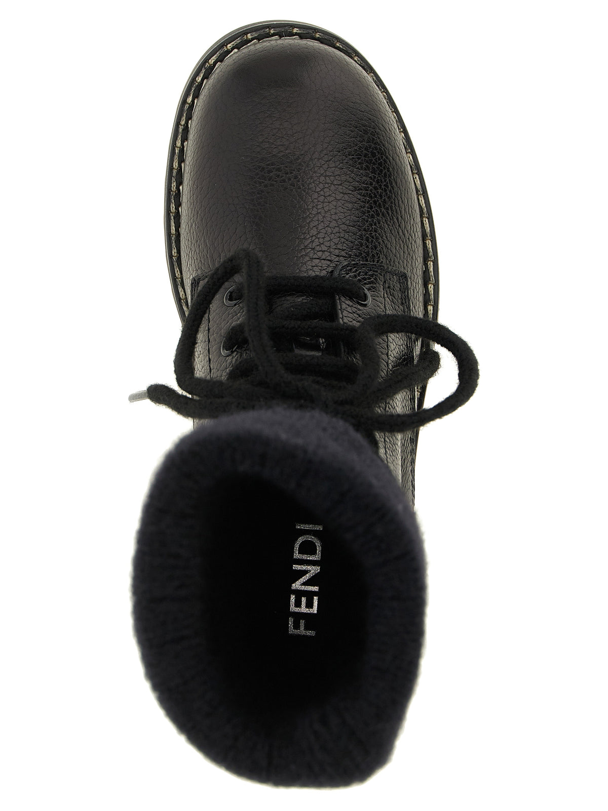 Black Calfskin Lace-Up Boots