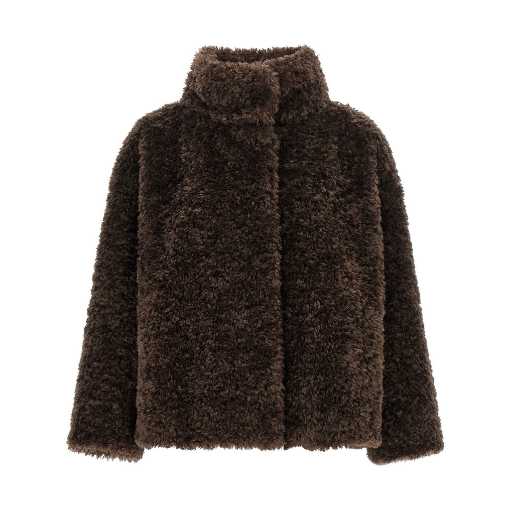Brown Polyester Full-Length Jacket