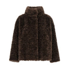 Brown Polyester Full-Length Jacket
