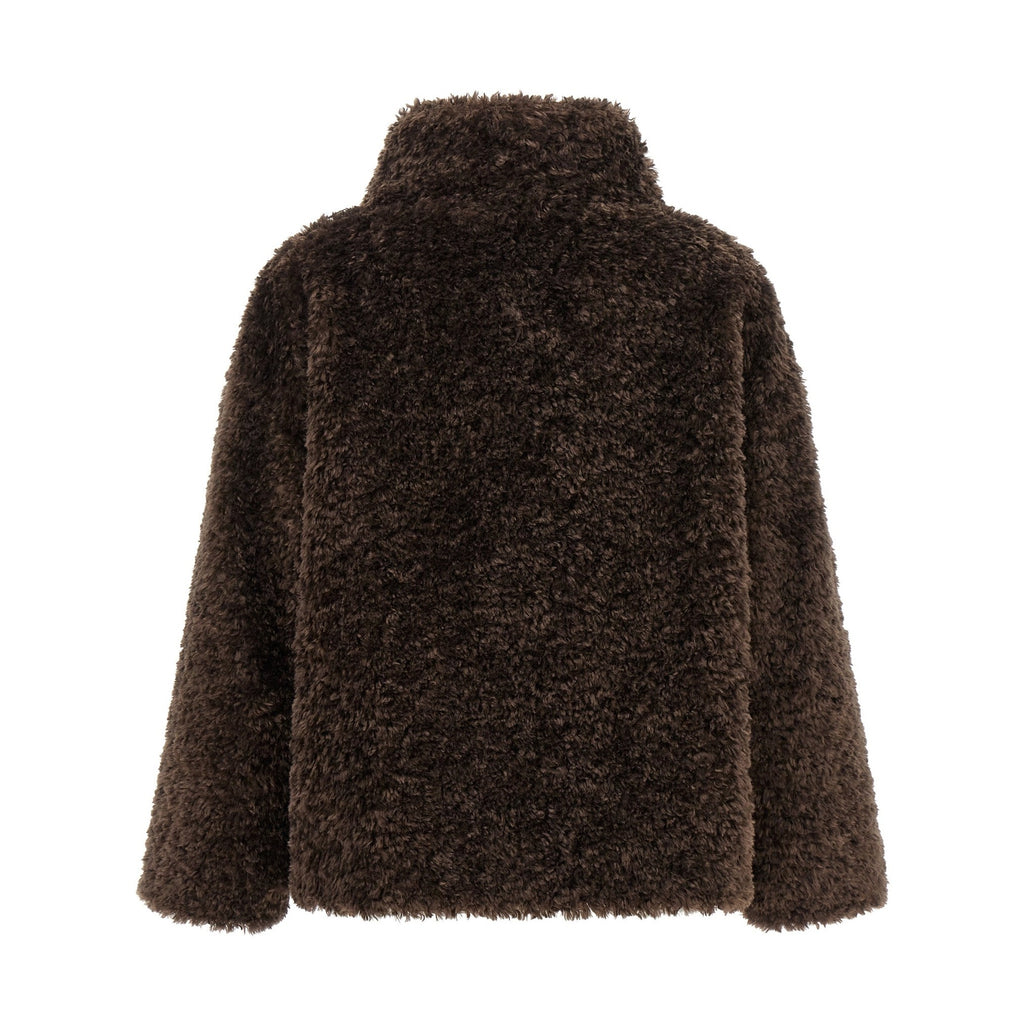 Brown Polyester Full-Length Jacket