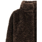 Brown Polyester Full-Length Jacket