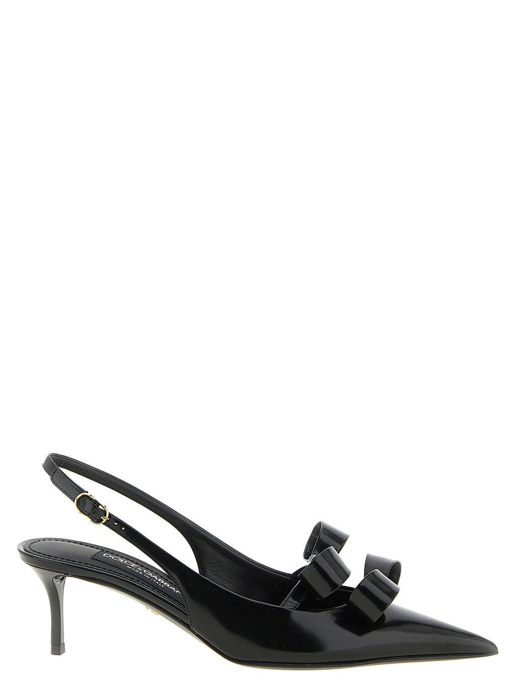 Black Calfskin Mid Heel Pumps