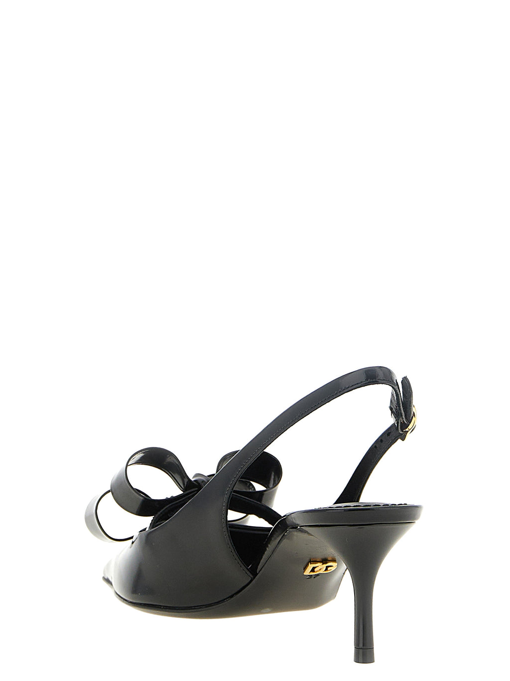 Black Calfskin Mid Heel Pumps