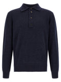 Blue Wool Polo Shirt