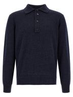 Blue Wool Polo Shirt