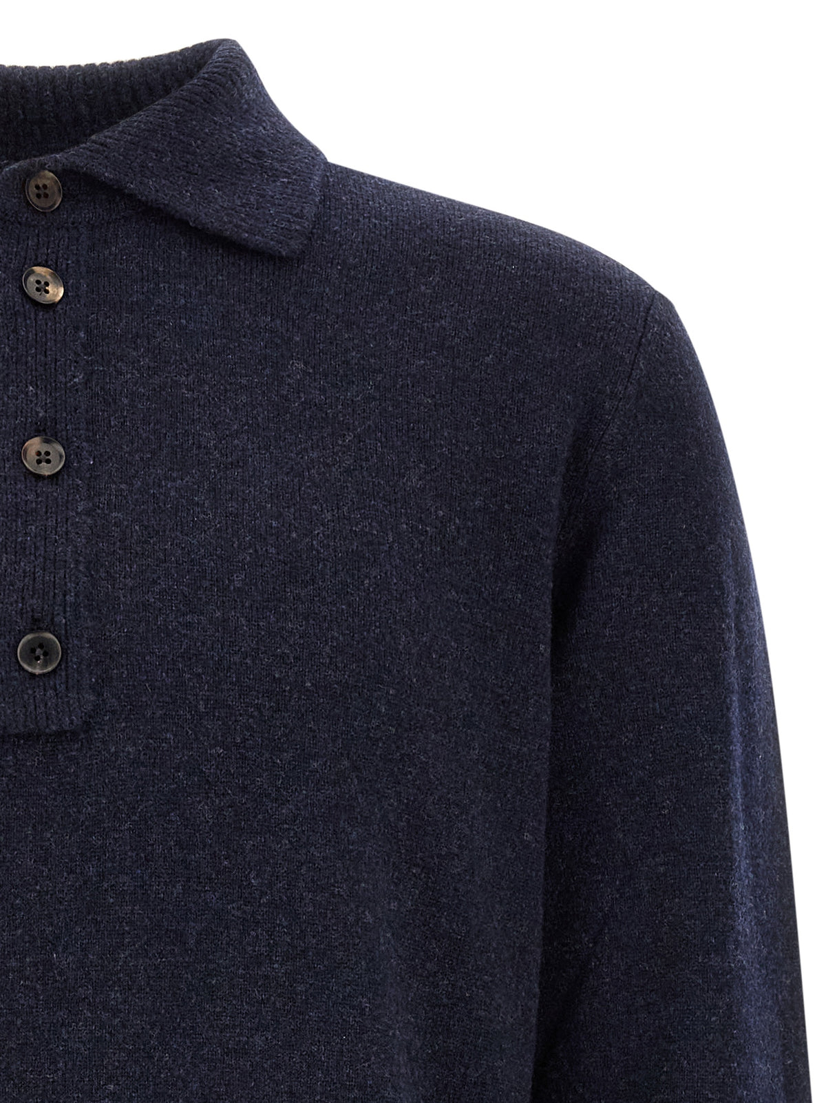 Blue Wool Polo Shirt