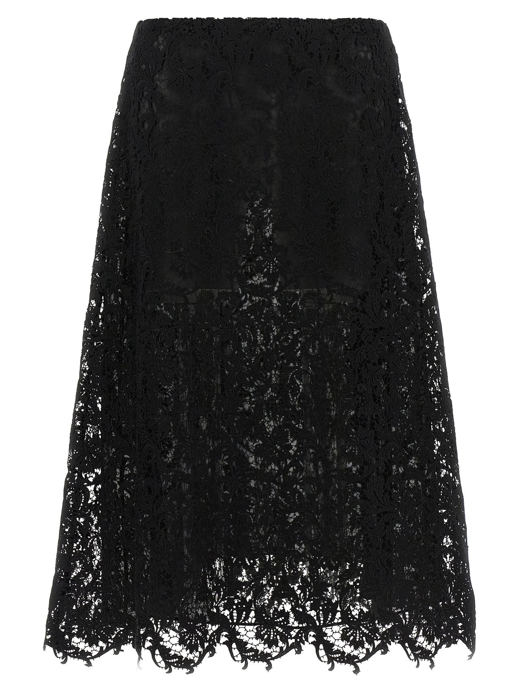 Black Cotton Midi Skirt