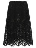 Black Cotton Midi Skirt