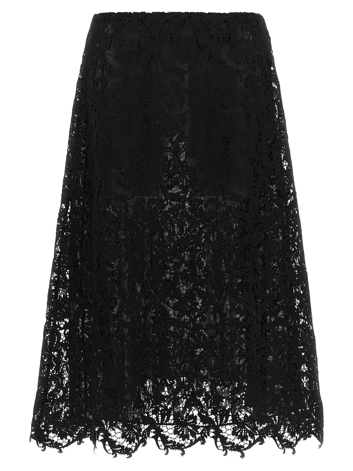 Black Cotton Midi Skirt