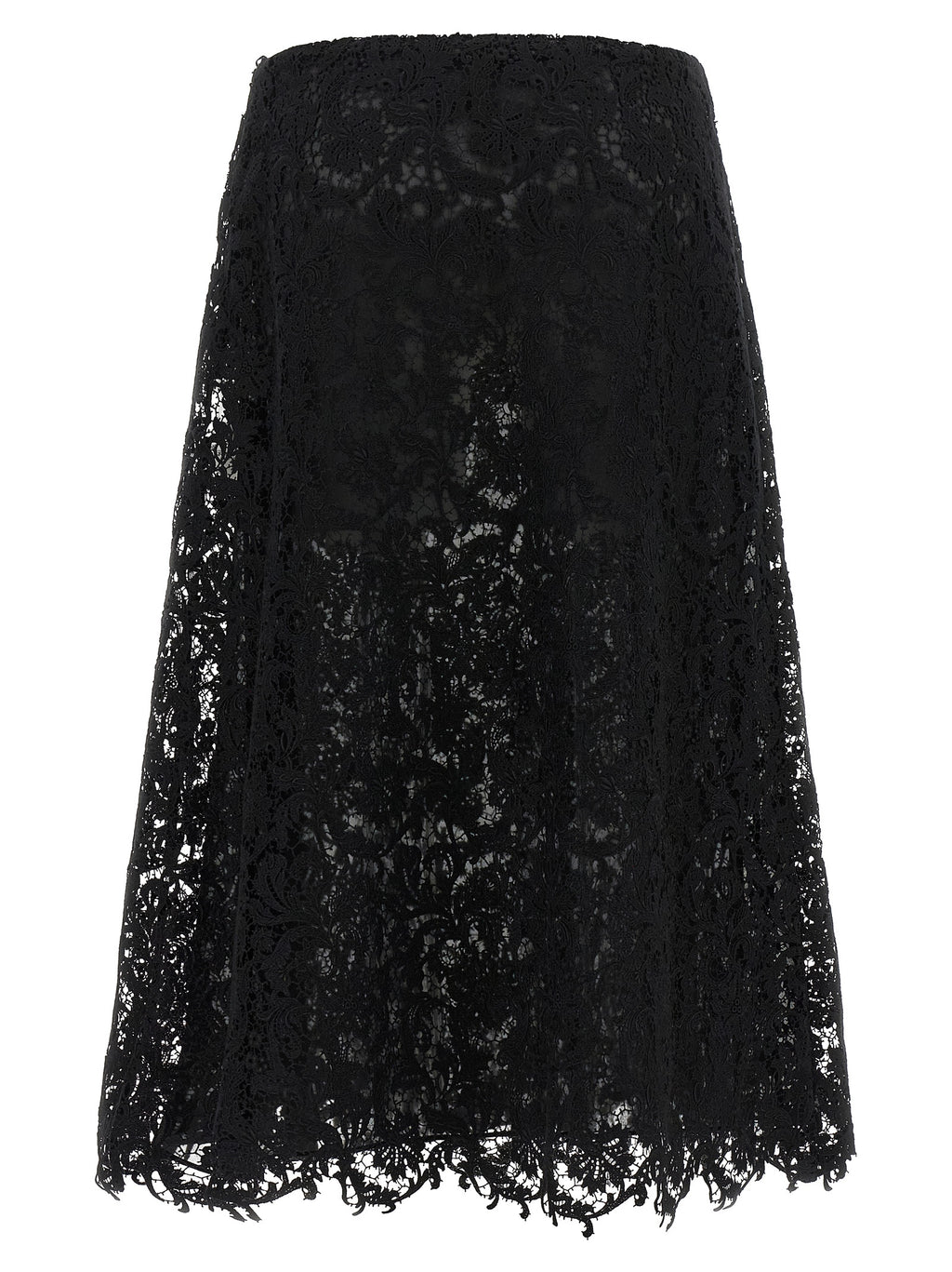 Black Cotton Midi Skirt