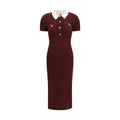 Bordeaux Polyester Casual Dress