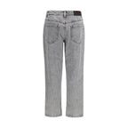 Gray Cotton Straight-Leg Jeans