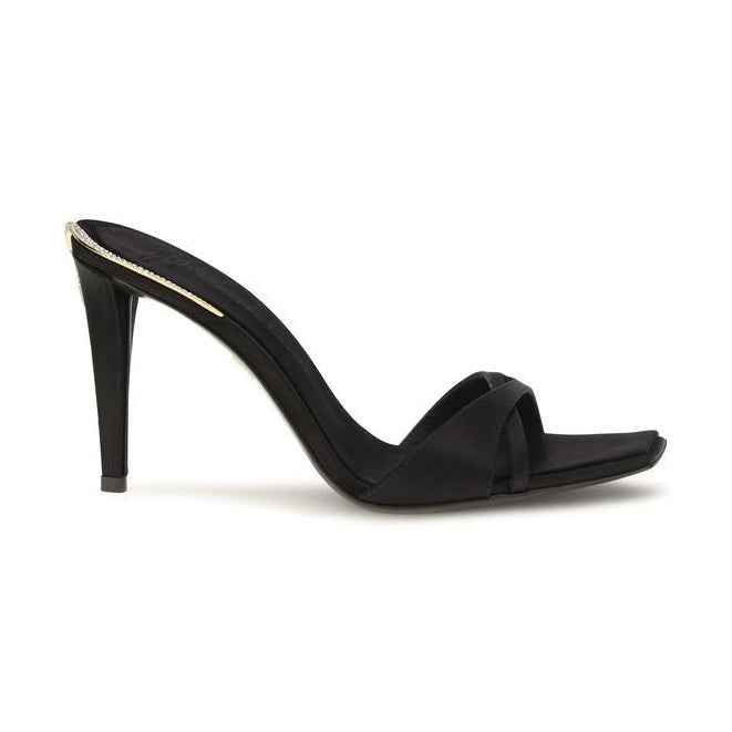 Black Viscose Stiletto Heel Sandals