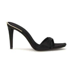 Black Viscose Stiletto Heel Sandals
