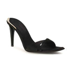 Black Viscose Stiletto Heel Sandals