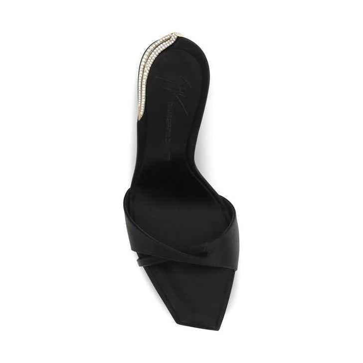 Black Viscose Stiletto Heel Sandals